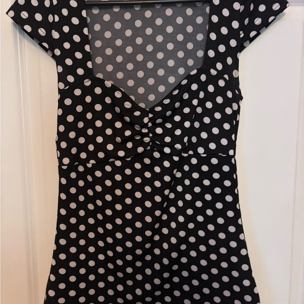 Sourpuss Black and White Top with Classic Polka Dots